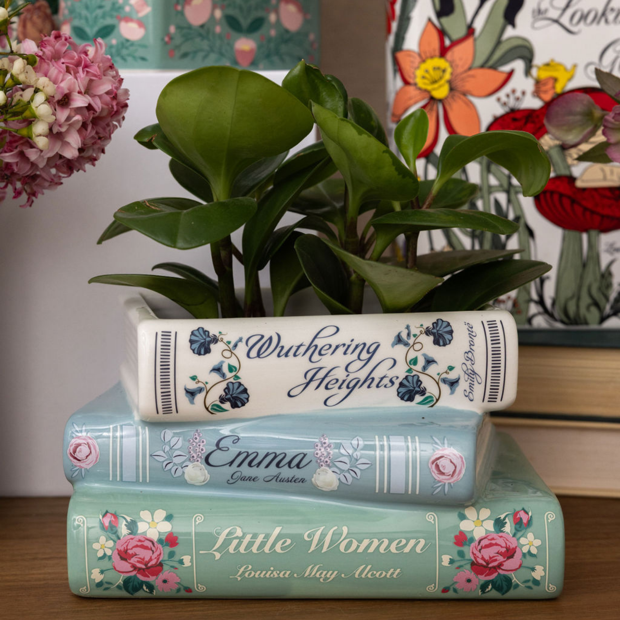 ceramic book planter Stacked Books Planter, Pastel Classics – Steel Mill & Co