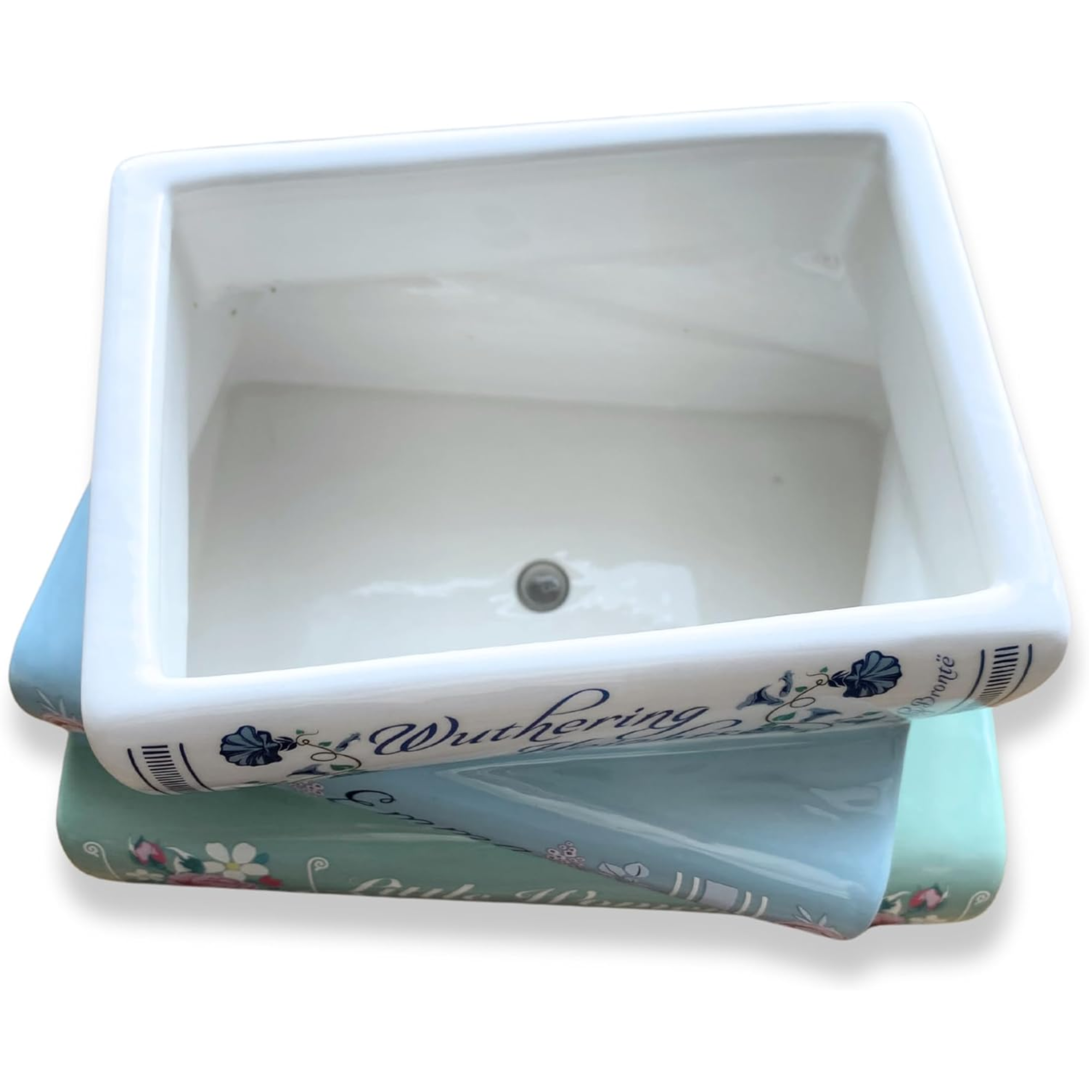 ceramic book planter Stacked Books Planter
