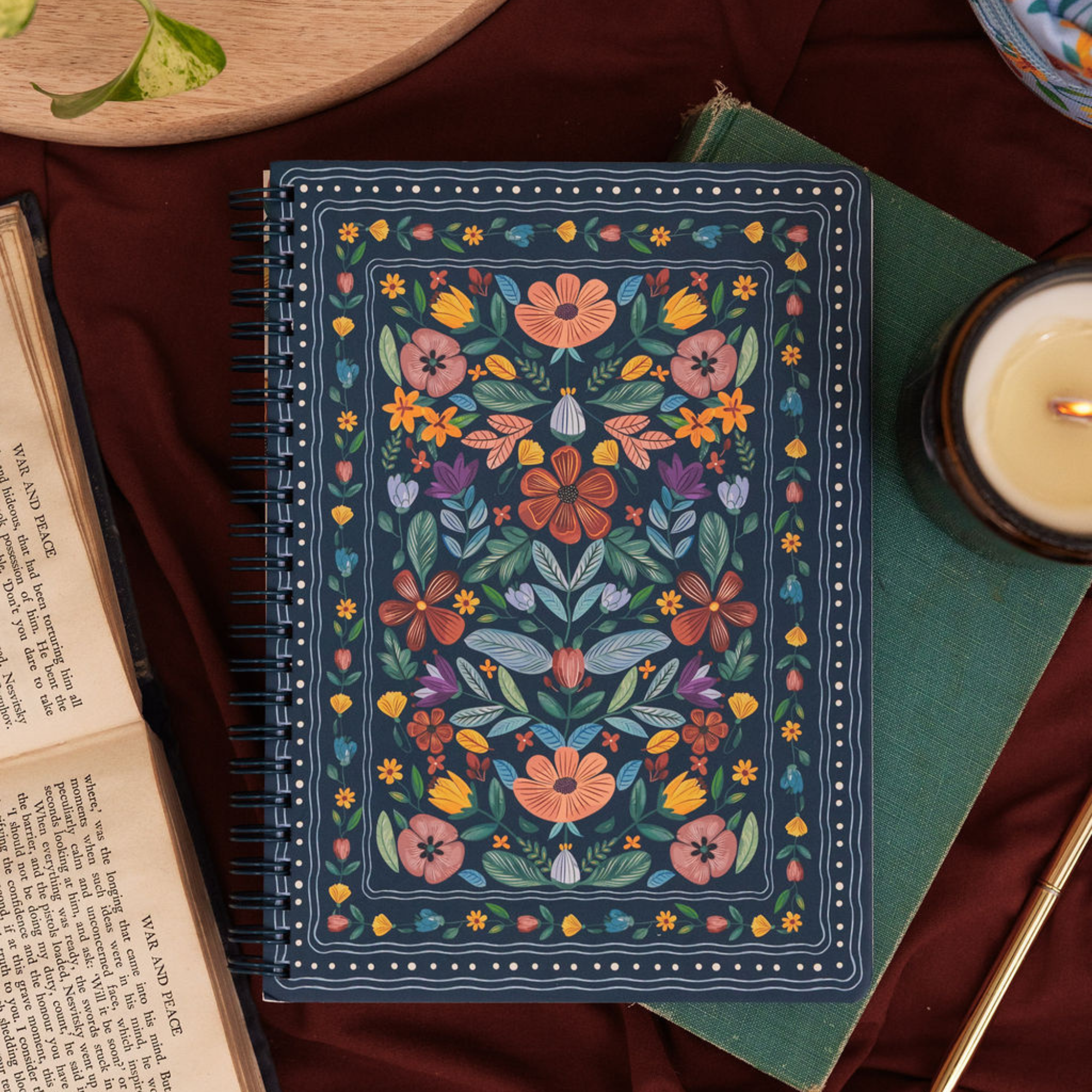 Mini Notebook, Folk Floral Multi