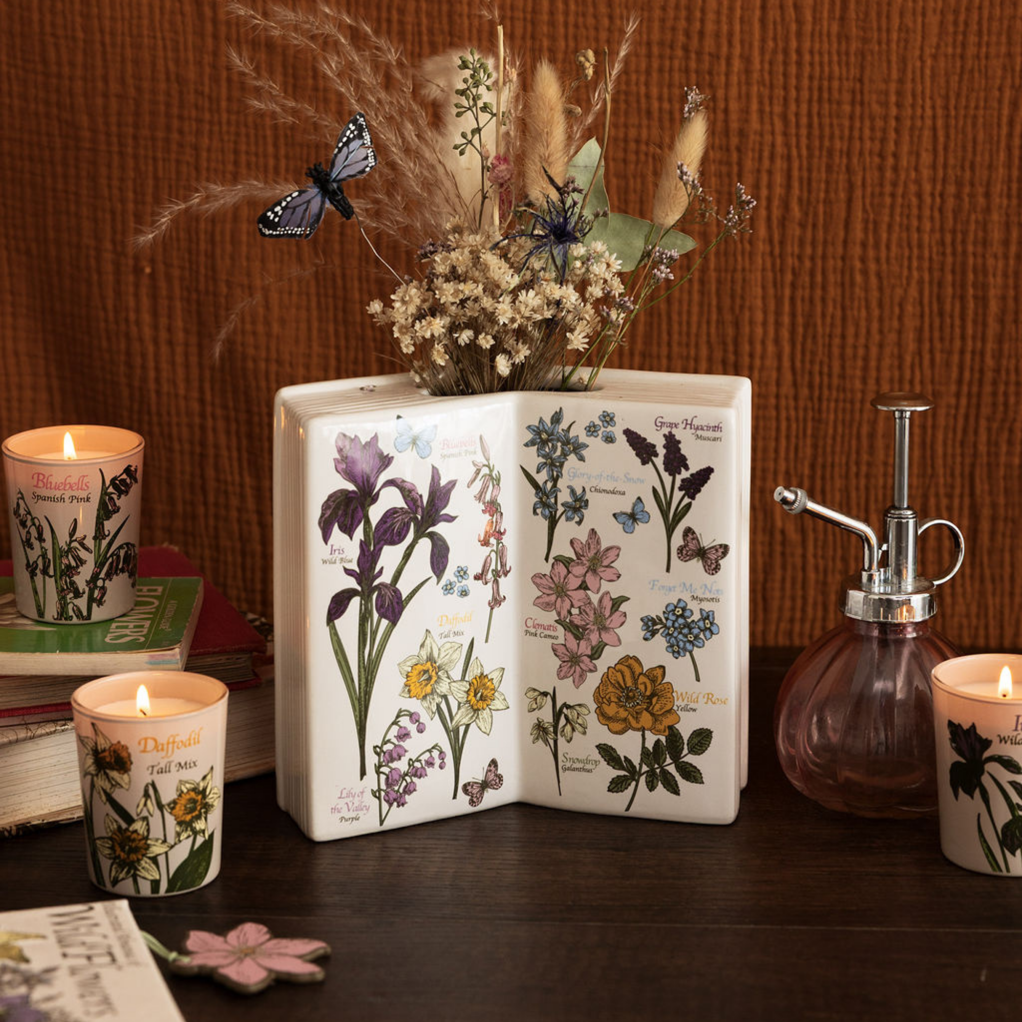 Open Book Vase, Almanac of Wildflowers