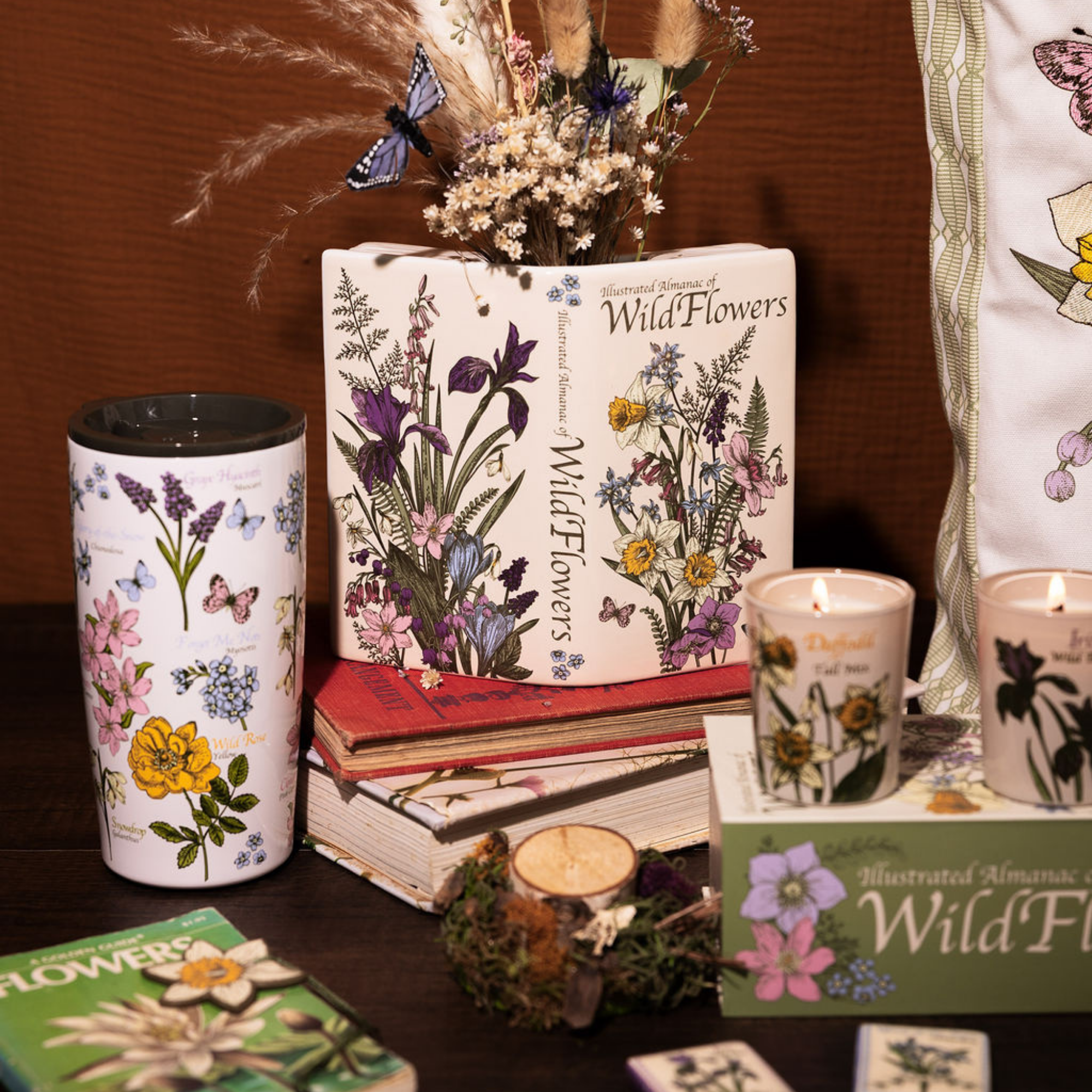 Open Book Vase, Almanac of Wildflowers