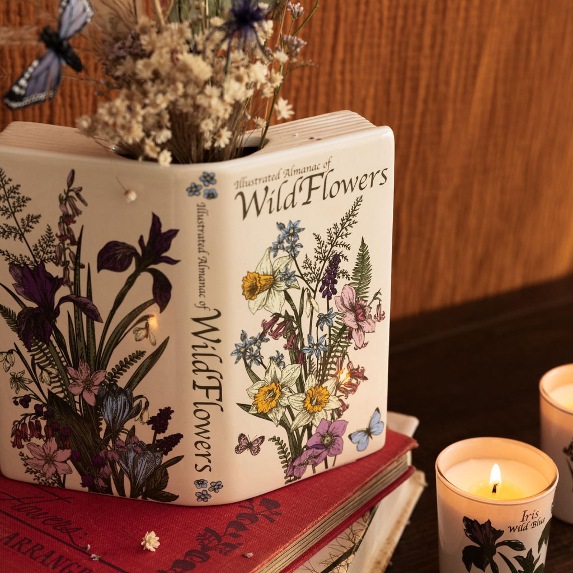 Open Book Vase, Almanac of Wildflowers
