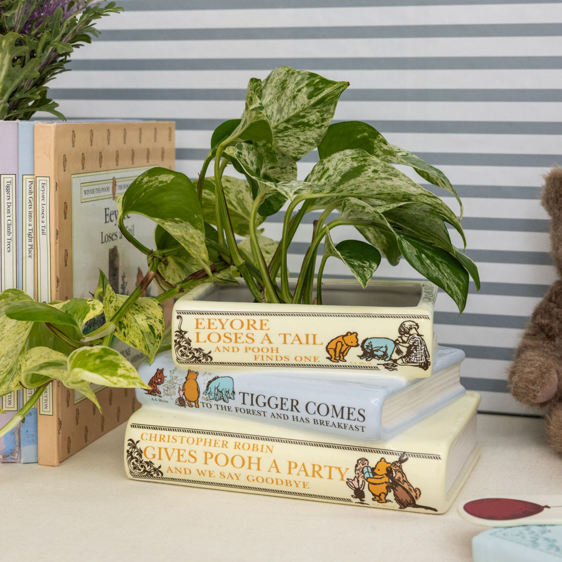 eeyore plant pot Stacked Book Planter, The House at Pooh Corner Design – Steel Mill & Co