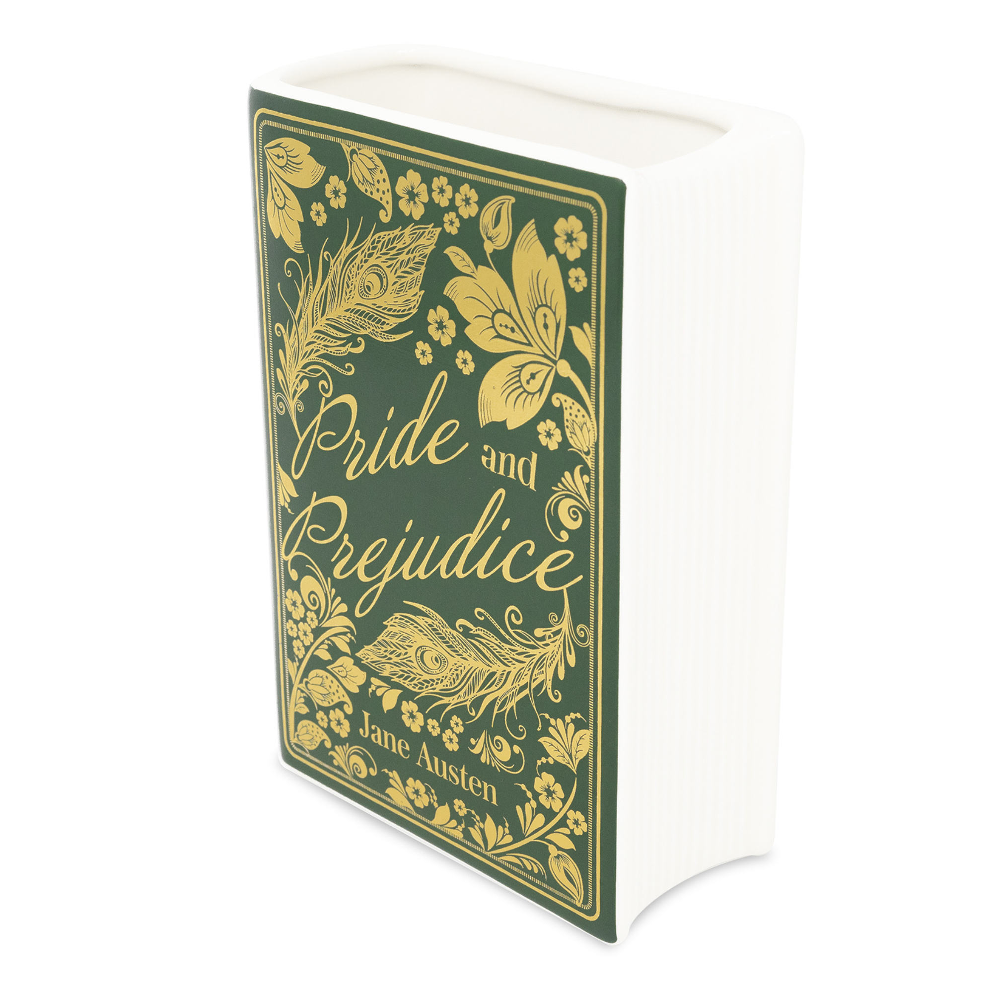 Book cover of 'Pride and Prejudice' by Jane Austen with decorative green and gold design.