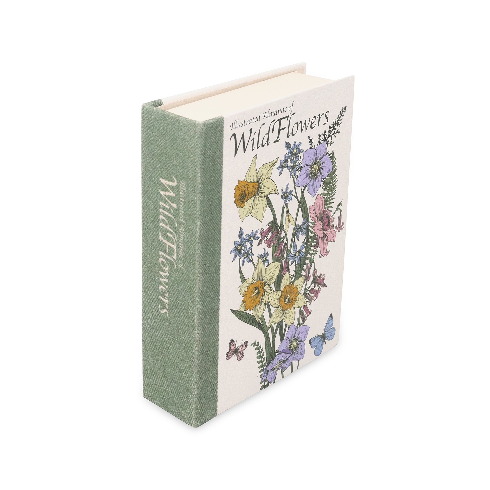 Book with floral design and text on a white background