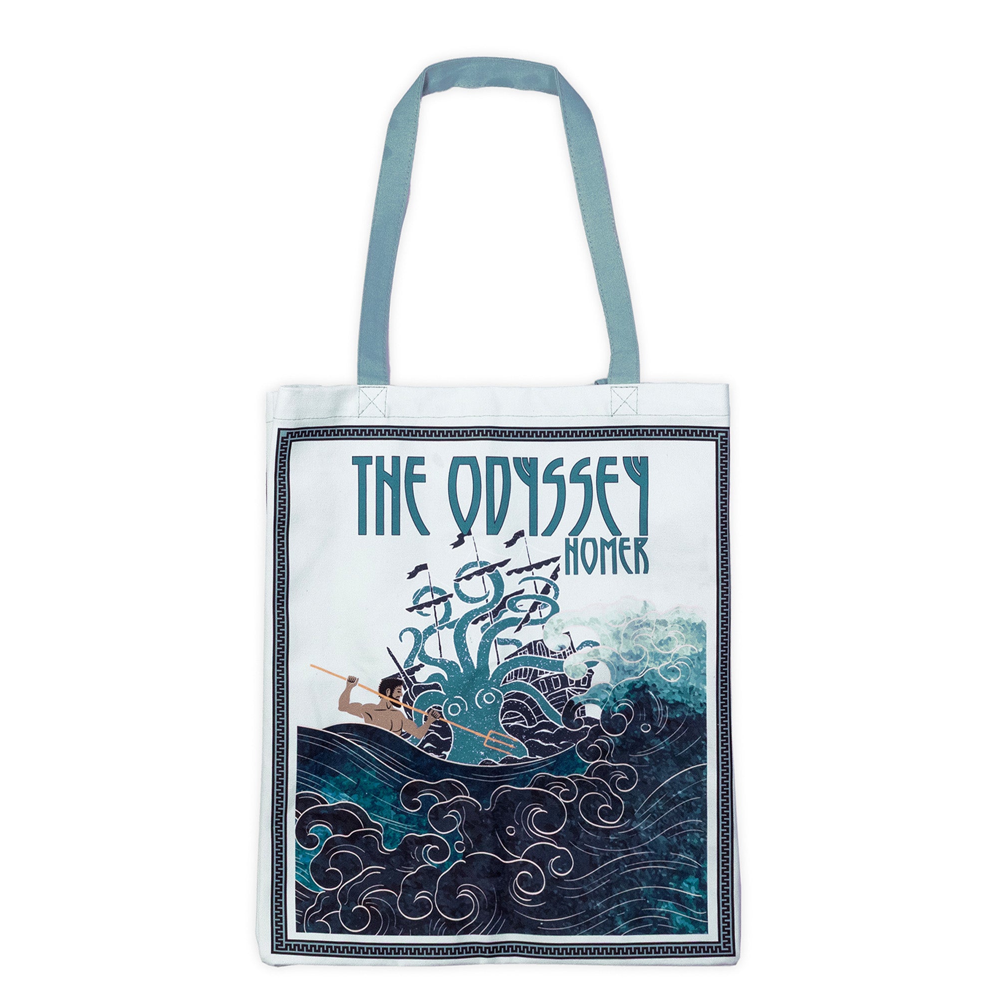 light blue the odyssey book tote bag with graphic