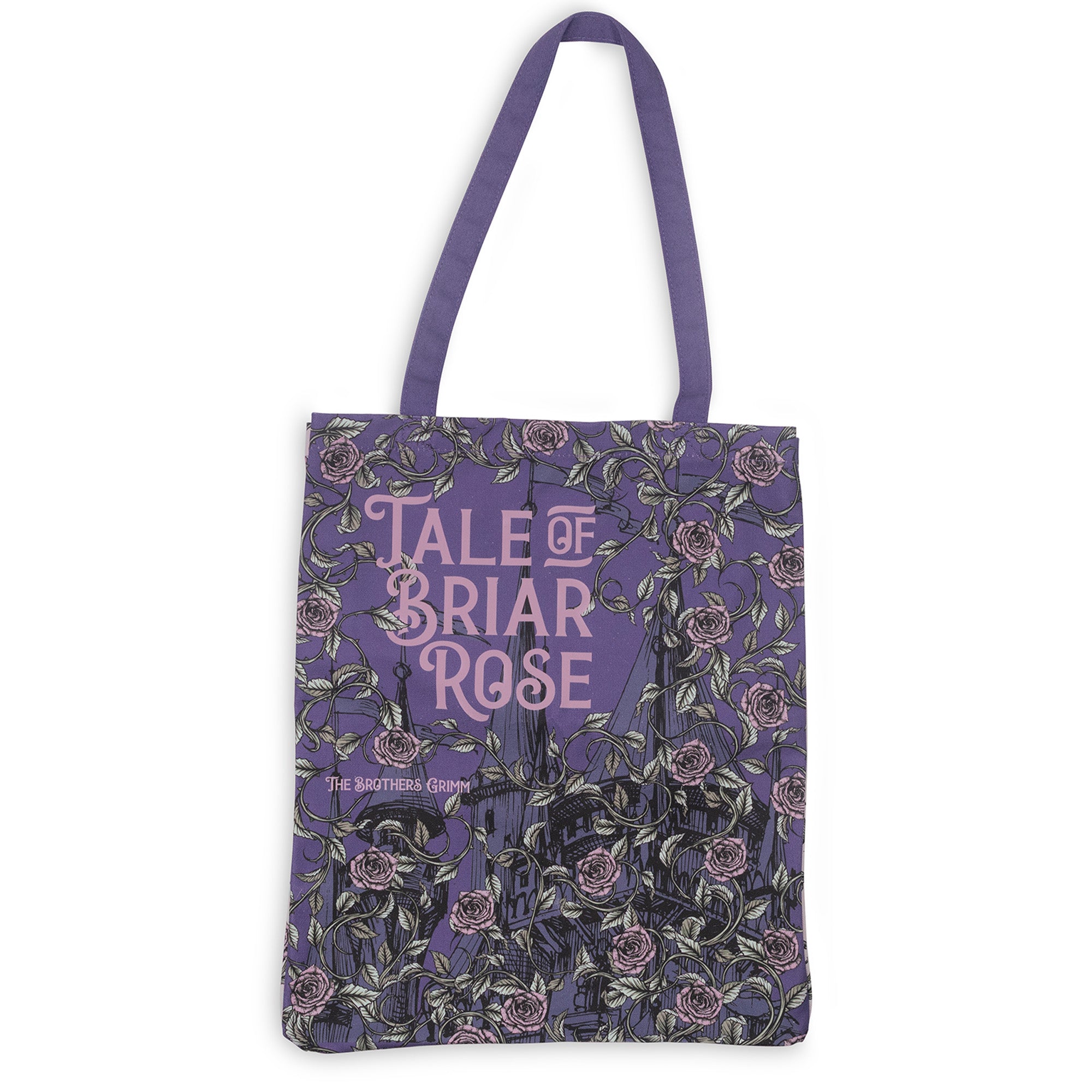 Tote bag with 'Tale of Briar Rose' design on a white background
