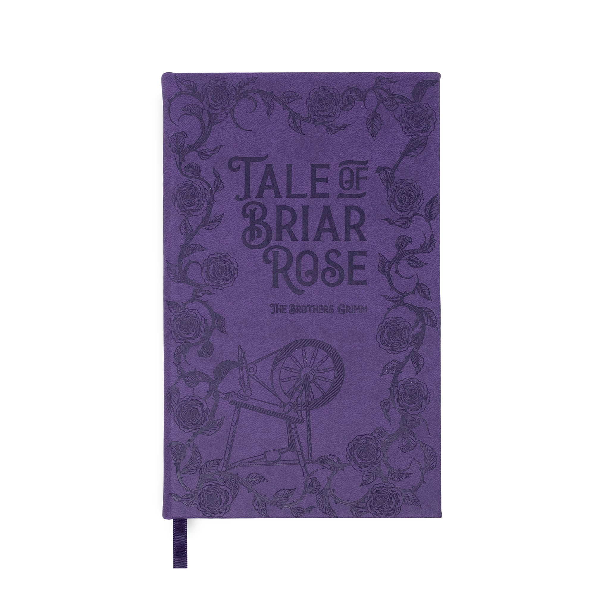 Purple notebook with 'Tale of Briar Rose' and 'The Brothers Grimm' text on a white background