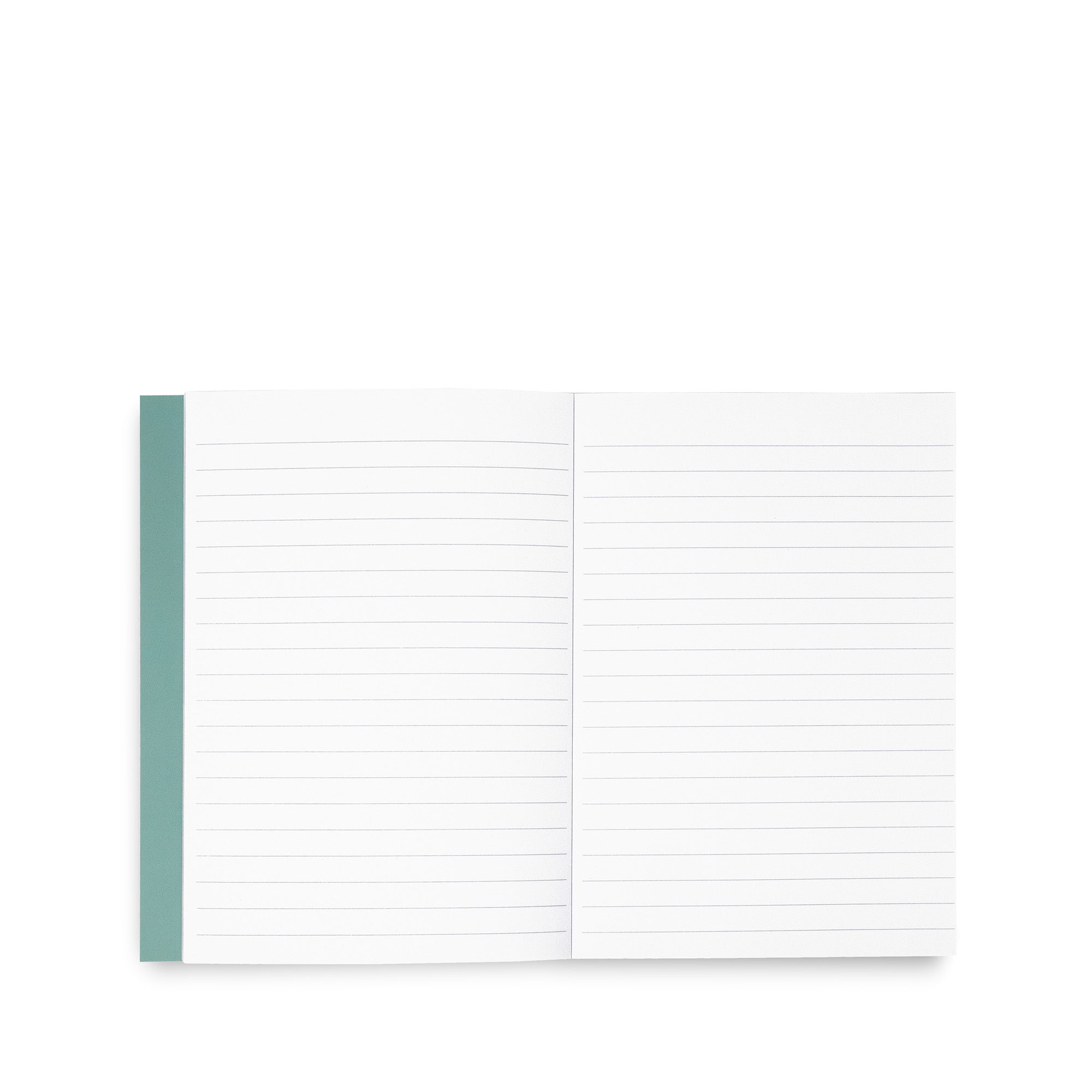 Notebook with green binding on a white background