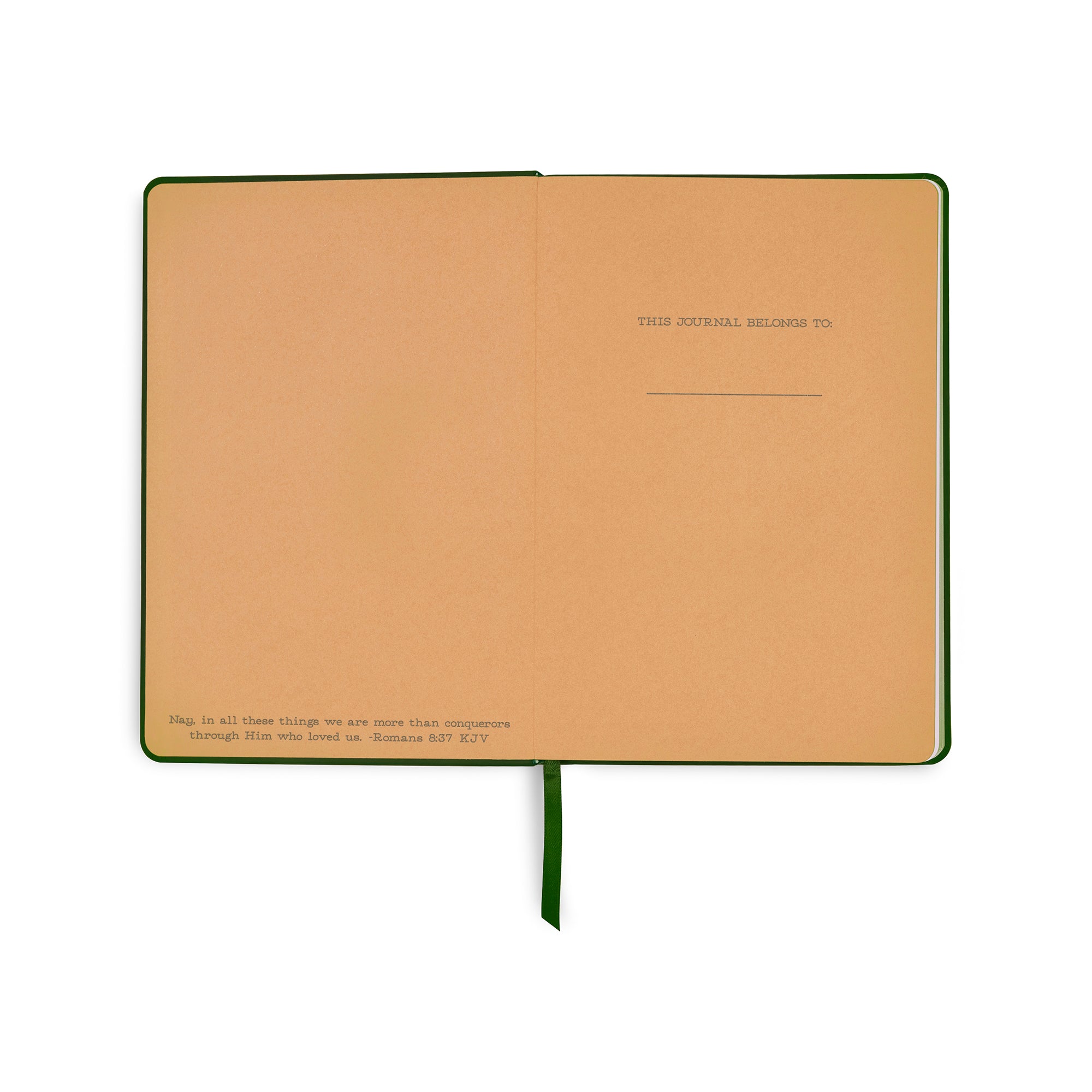 Open notebook with a brown cover on a white background