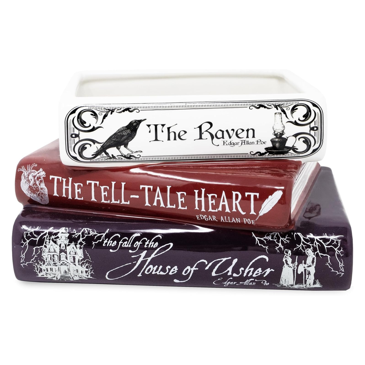 Edwin Howard Books Stack Stacked Books Planter, Edgar Allan Poe – Steel Mill & Co