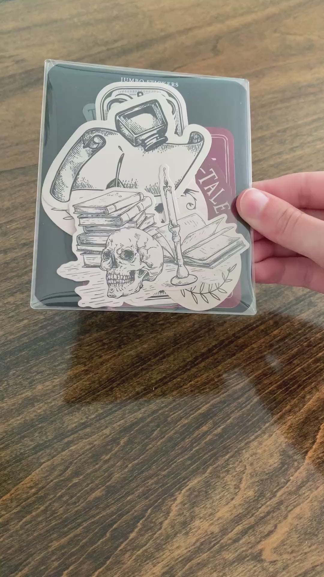 model showcasing literary-themed stickers